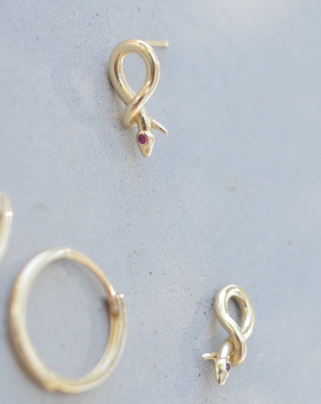 14K Ruby Snake Stud